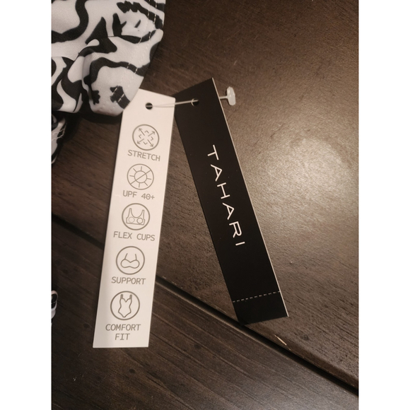 Tahari 2 piece Set Swimsuit Bathing Suit Dress - LARGE - Navy Blue White - Picture 11 of 16